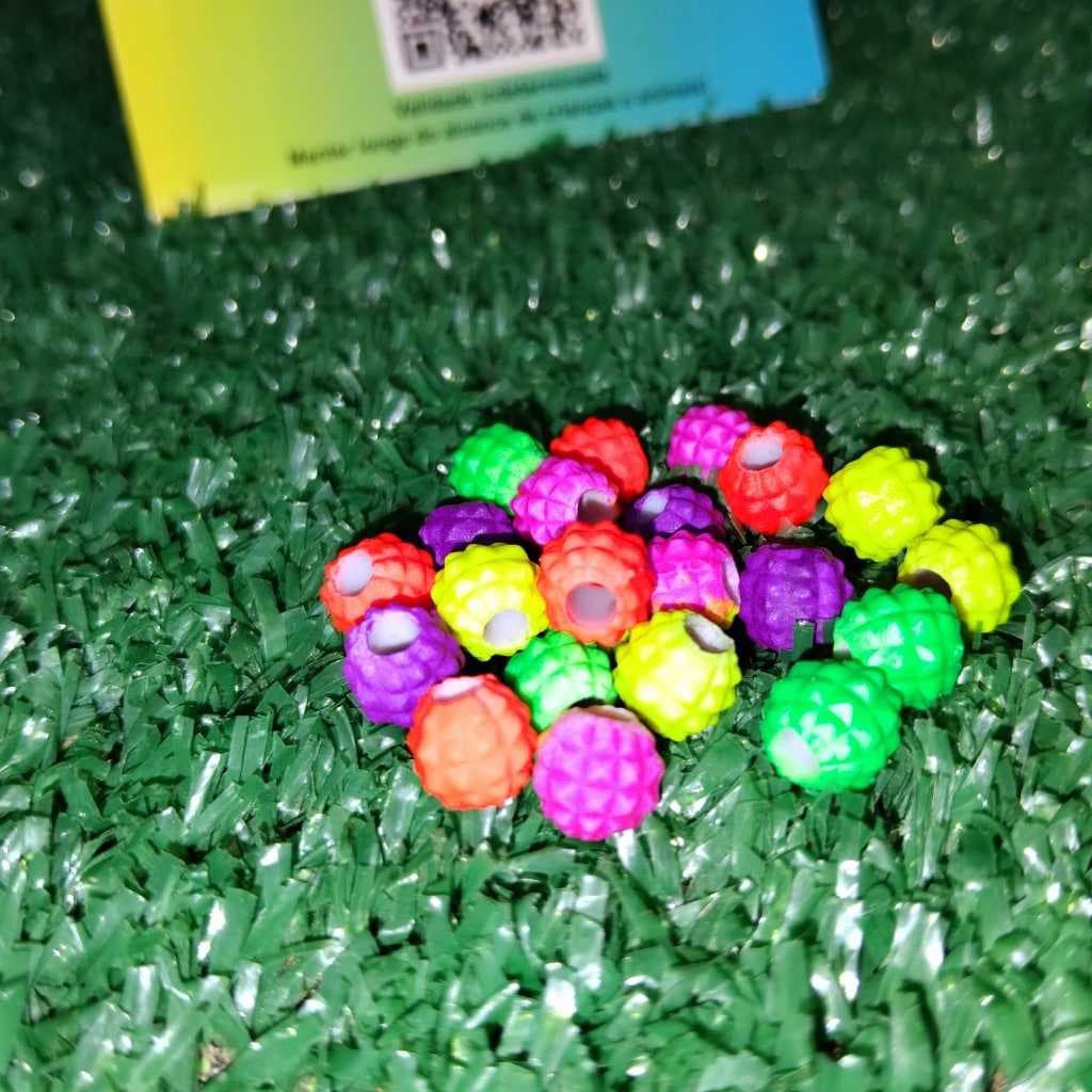 Kit 6 Miçangas de Pesca Abacaxi Fluorescentes - Cores Vibrantes - Fisgada Garantida