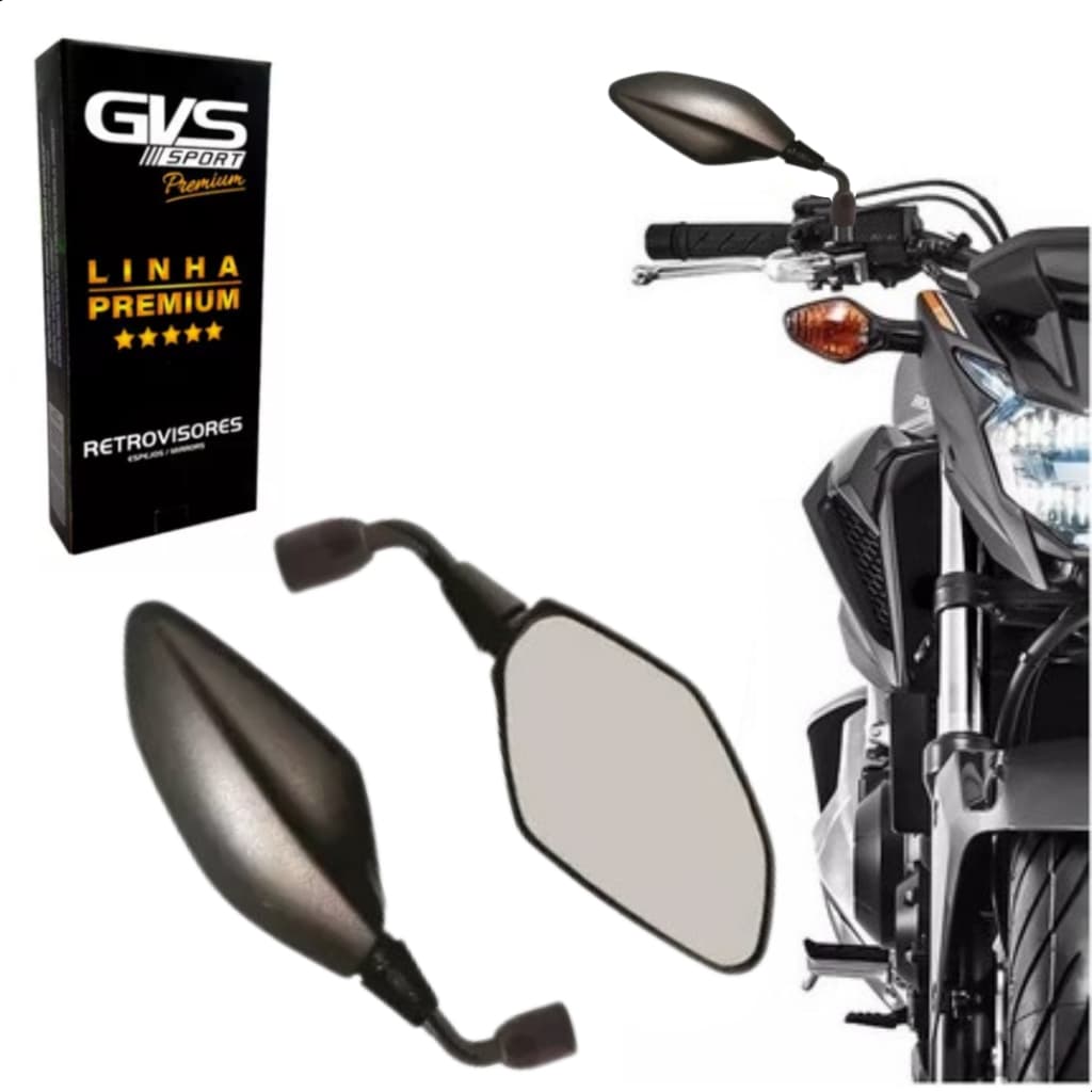 Retrovisor Mt 03 07 09 Original GVS Haste Curta Fixo Espelho Com Lente Convexa Para Yamaha