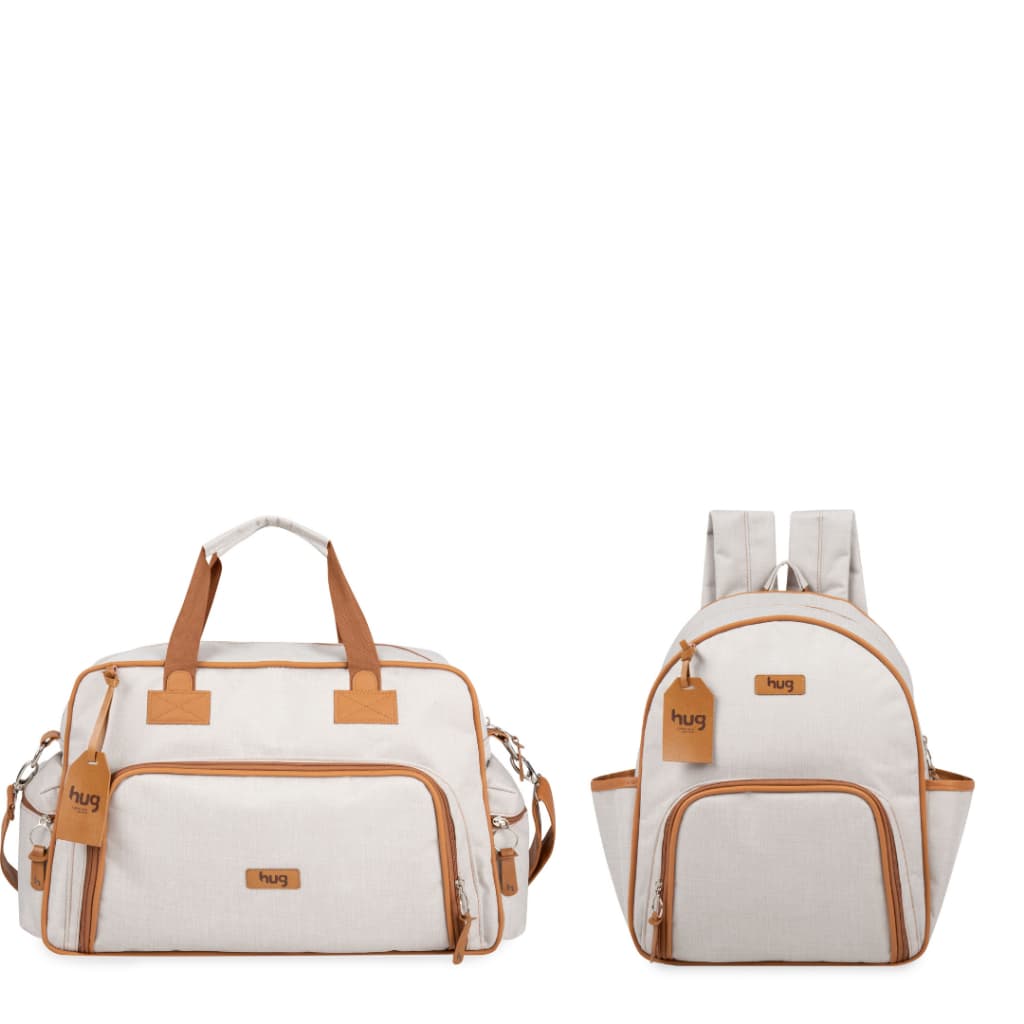 Kit Bolsa Maternidade G e Mochila Mimosa Bege Hug