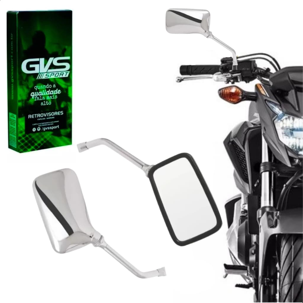 Retrovisor Gvs Moto Strada Twister Cromado Para Honda Barato