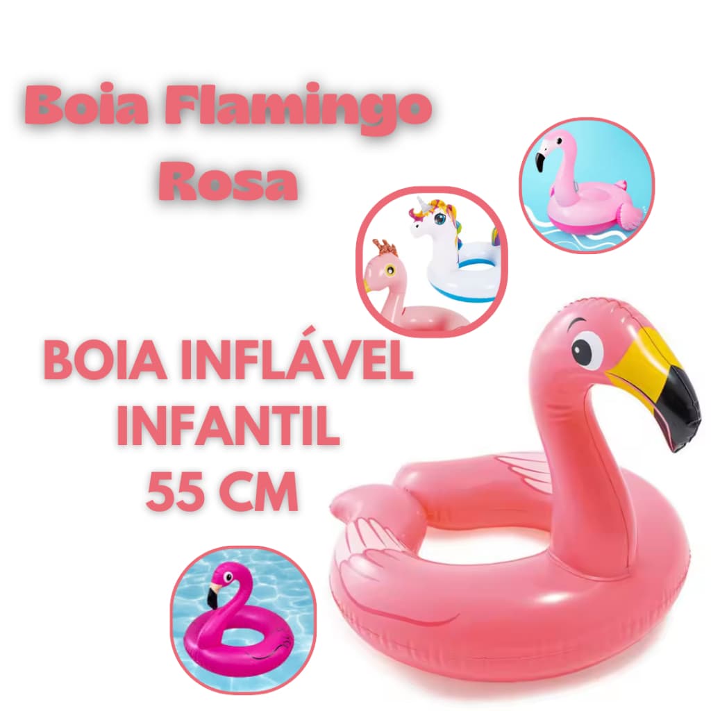 Boia Flamingo Rosa 55cm Inflável Praia Piscina Infantil