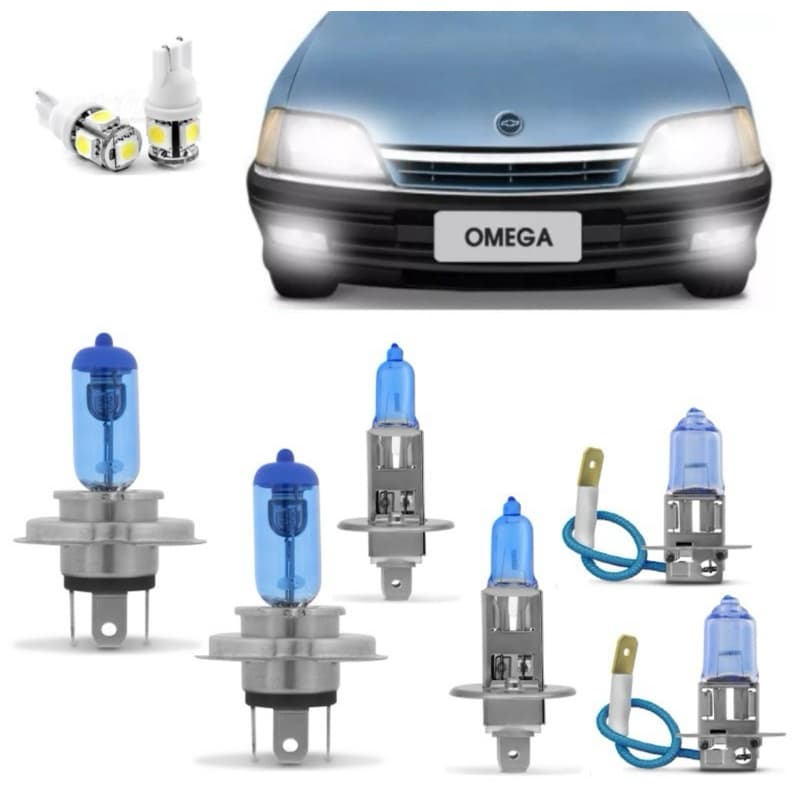 Kit Lâmpadas Omega 93 94 95 96 97 98 Super Brancas H4 H1 H3