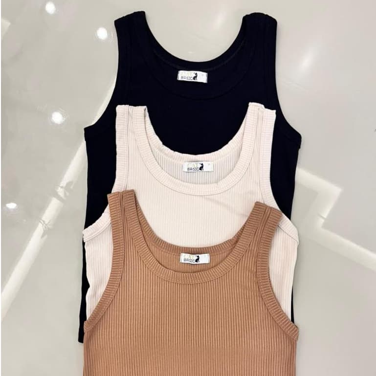 Kit 3 Regatas Feminina Tecido Canelado Malha Ribana Algod茫o Cores Sortidas