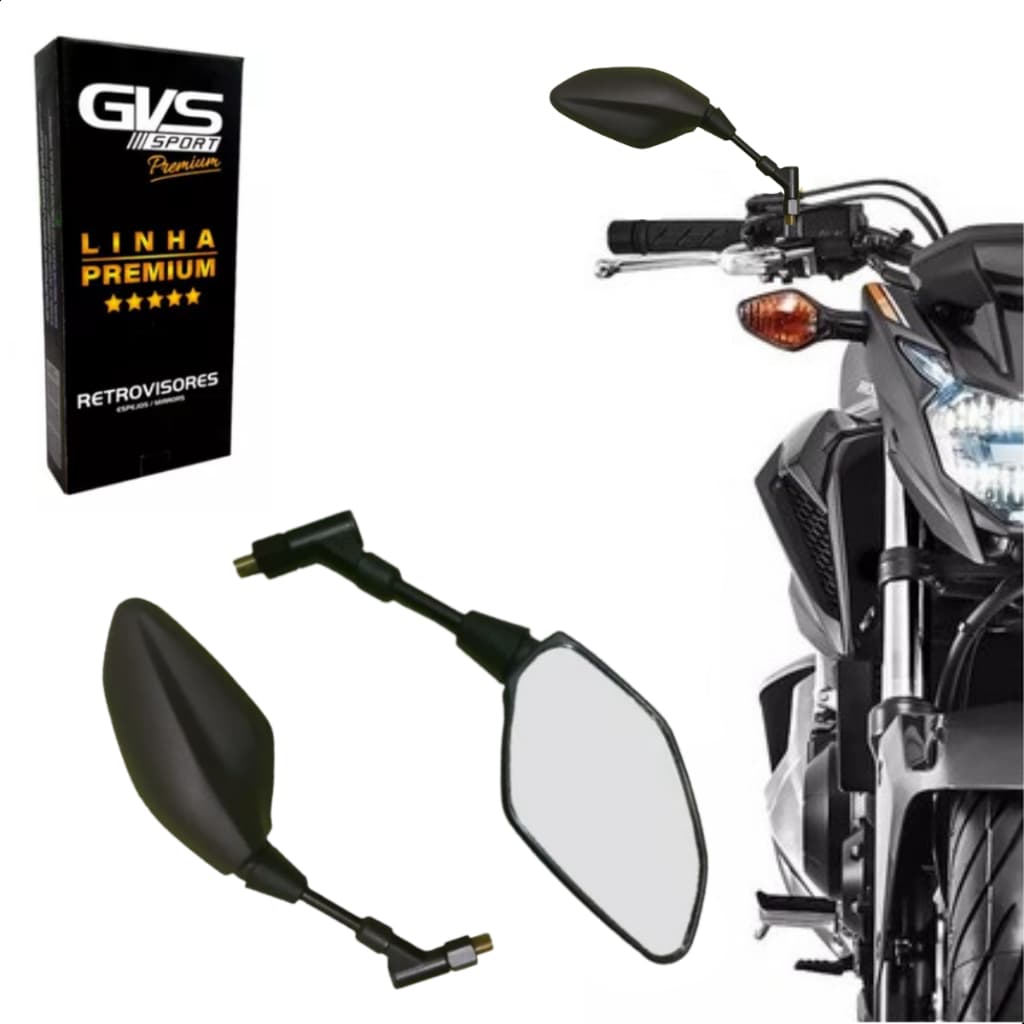 Retrovisor Gvs Modelo Original Mt03 Fixo Ou Retratil Lente Convexa Para Honda e Yamaha