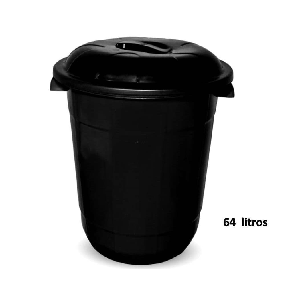 Cesto de Lixo Lixeira Cestão 64 Litros Preto Black - Inplast
