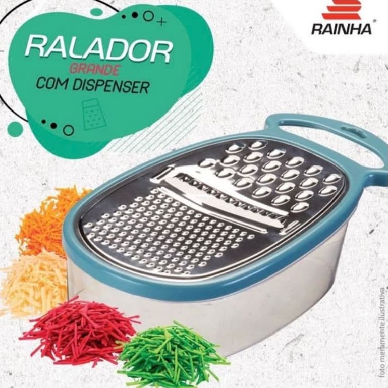 Ralador Metal Inox Com Dispenser Reservatório De Alimentos - Rainha