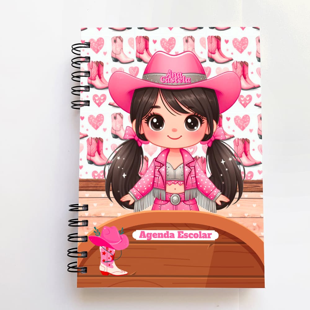Agenda Escolar PERMANENTE, A5, brilhante, volta as aulas, escola, personalizada, 200 páginas