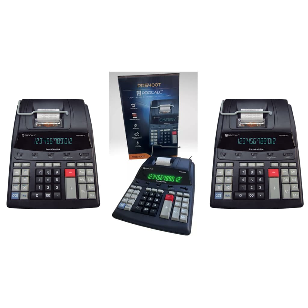 Calculadora de Impressão Térmica Procalc 12 Dígitos PR5400T Bivolt Visor em Led