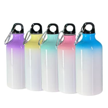 Squeezes Alumínio Mosquetão Degradê Cima 500ml – Sublimação Personalizável + Caixinha Individual
