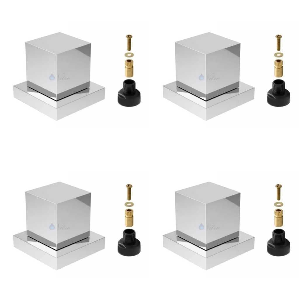 Kit 4 Acabamentos para Registro Quadrado Cromado 1/2" e 3/4" – Compatível com Deca e Docol