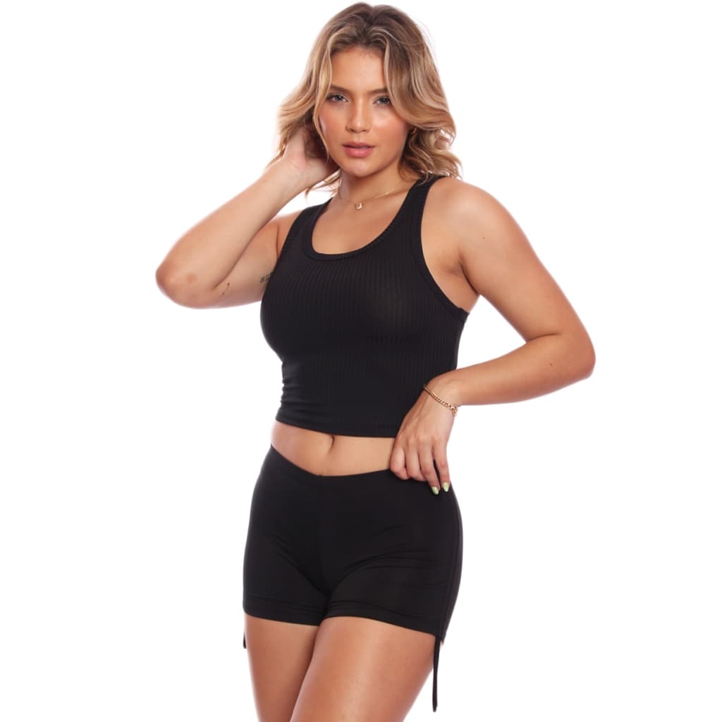Top Cropped Regata Canelado Feminino Lisa Blusa Básica