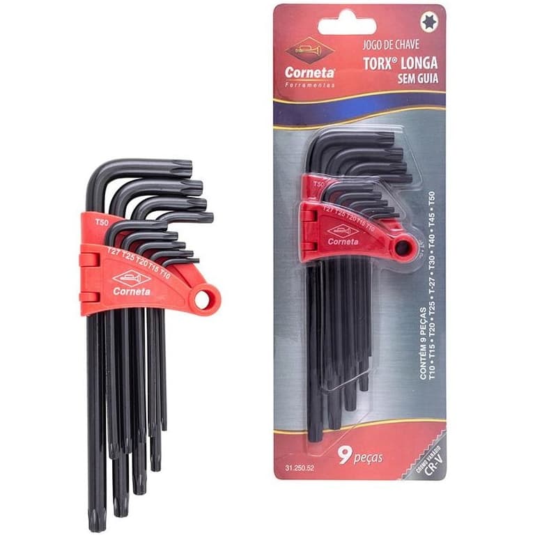 Jogo De Chave Torx Longa 9 Peças Ferramenta Automotiva Oficina - Corneta 3125052