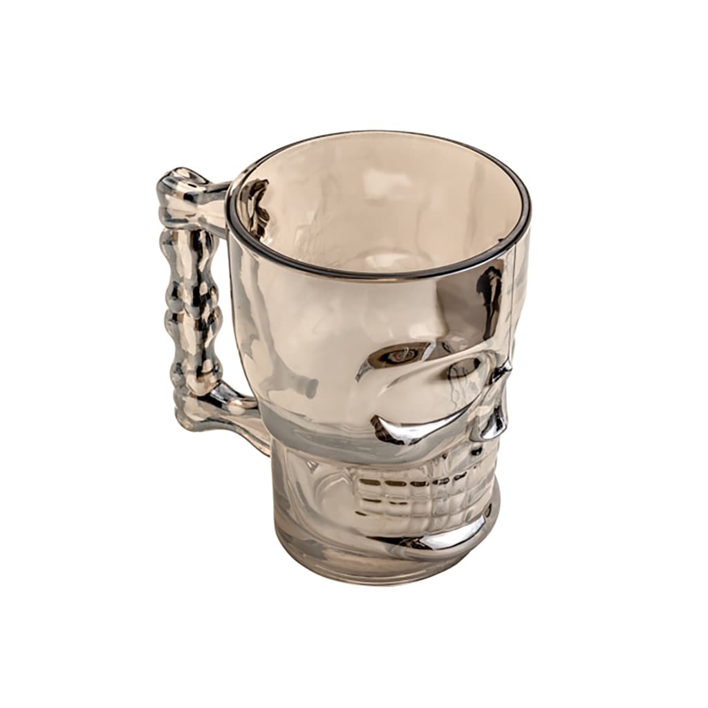 Caneca para Chopp e Cerveja de Vidro Caveira Rock Style Cinza 510ml - Lyor
