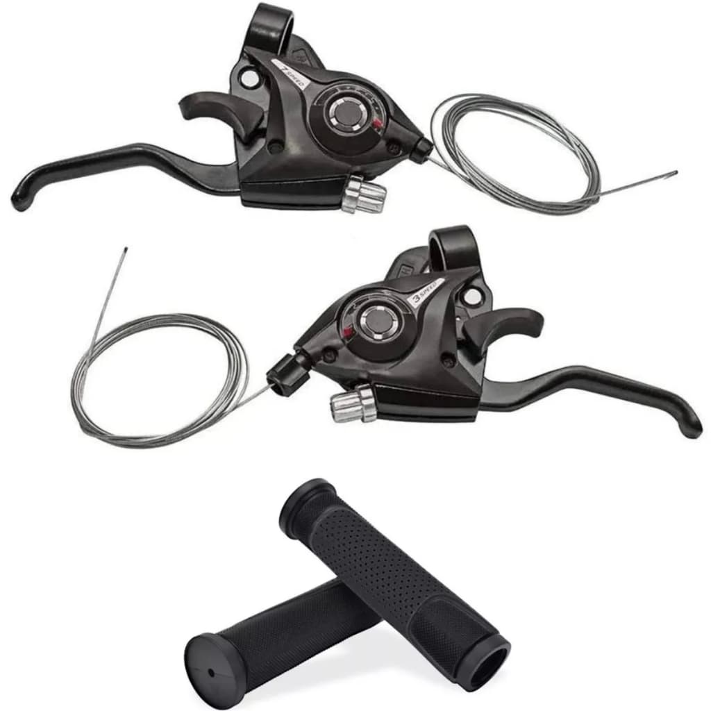 Par De Alavanca Rapid Fire Passador De Marcha Tipo Shimano 21V 3x7 Gts Alumínio Manoplas Para Guidão Preta Confortável