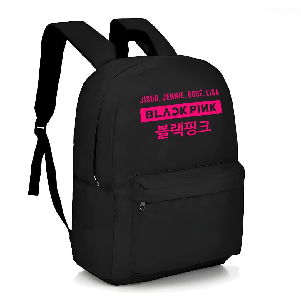 Mochila Escolar Infantil Cantores Bandas Volta as Aulas Bolsa Unissex Estampada Black Pink Kpop