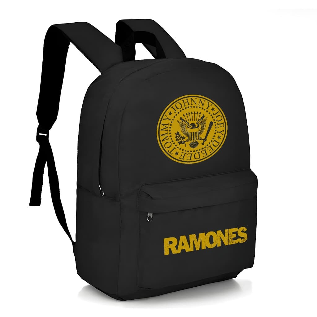 Mochila Escolar Infantil Cantores Bandas Volta as Aulas Bolsa Unissex Estampada Ramones V2