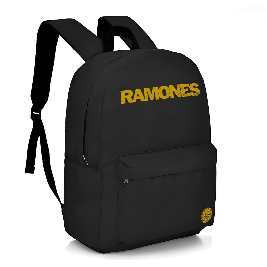 Mochila Escolar Infantil Cantores Bandas Volta as Aulas Bolsa Unissex Estampada Ramones