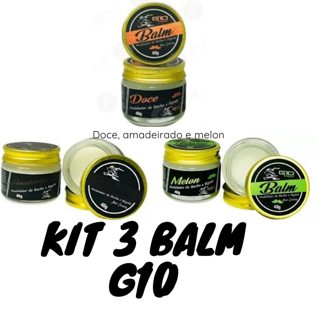 kit 3 balm para barba - kit 3 balm g10 - 3 balm invictos golden premium