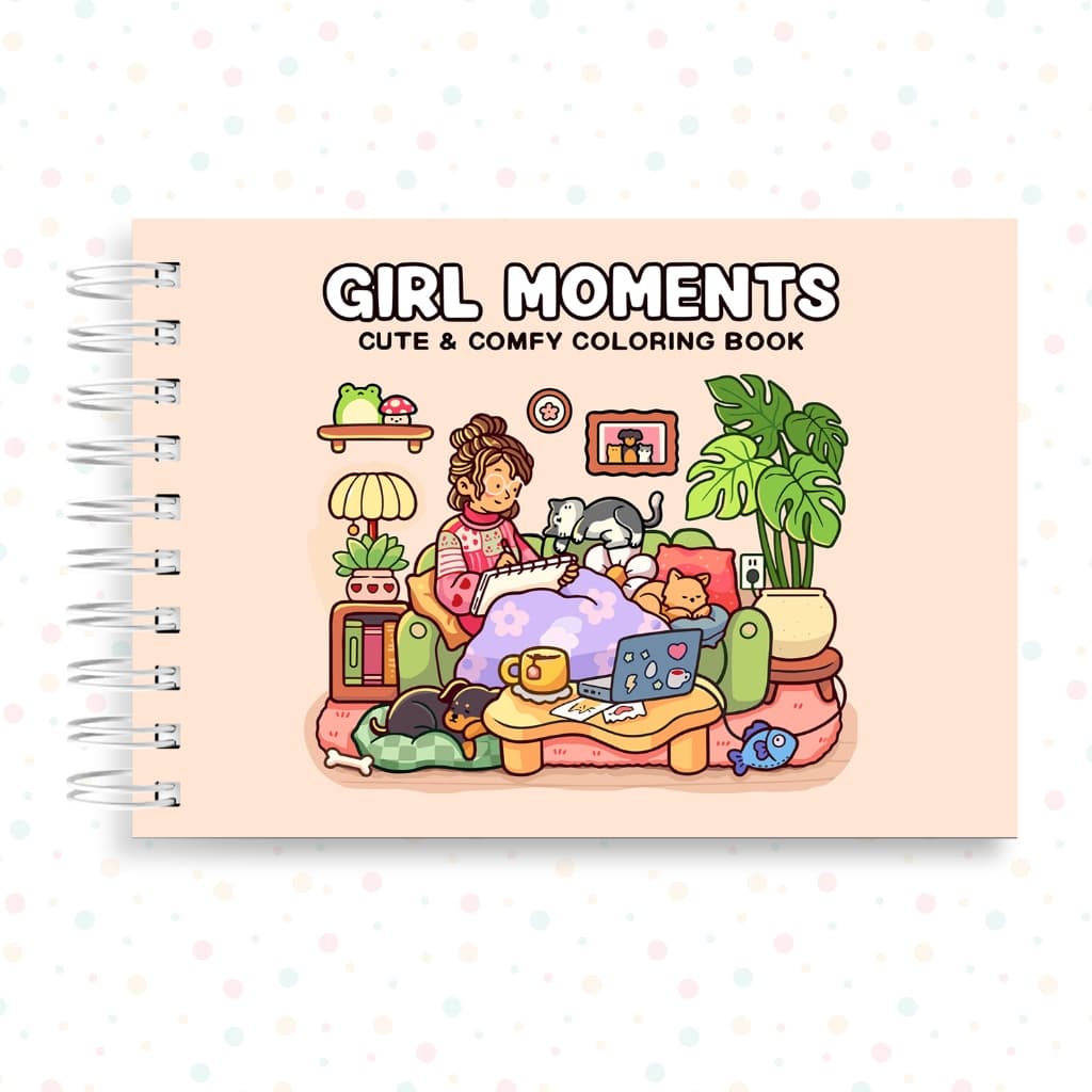Livro de Colorir Girl Moments 40 Folhas 180 G Capa Dura Caderno Desenho Pintura Momentos de Menina
