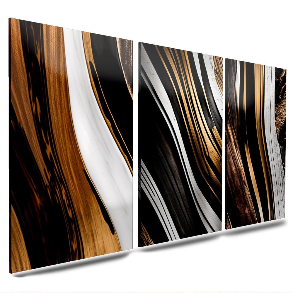 Quadros Decorativos Formas de Arte Abstrata Geométrica 3 Peças Mosaico Sala Quarto Escritório
