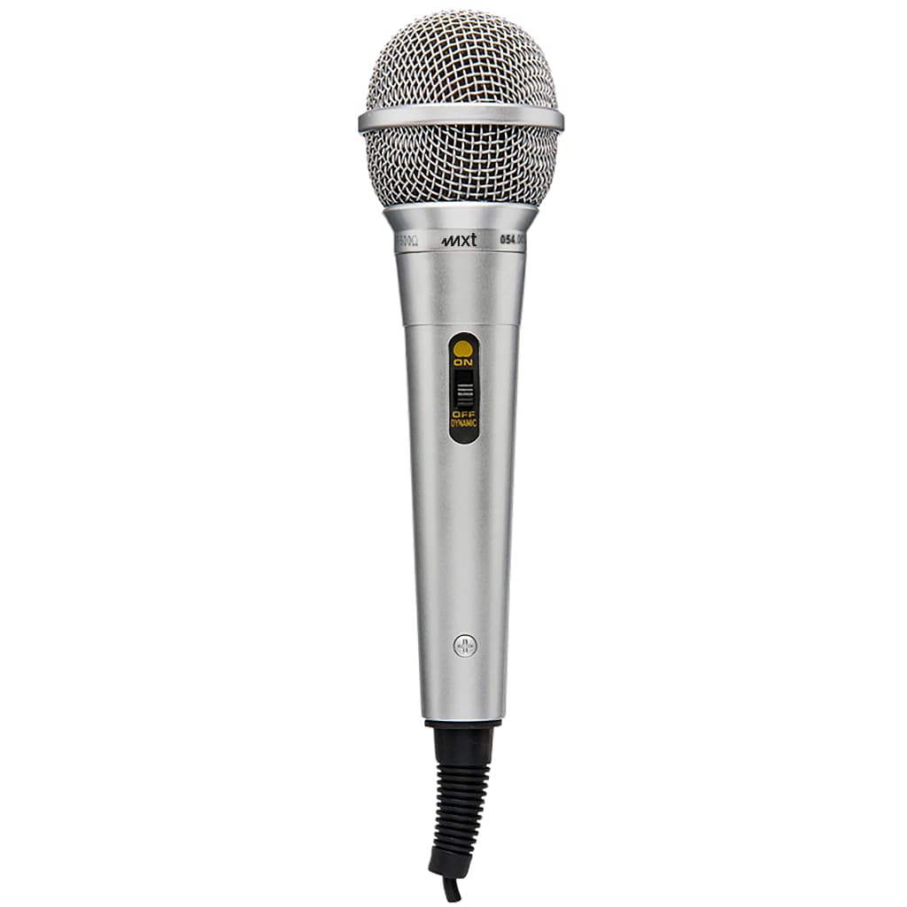 MICROFONE DINÂMICO DE PLASTICO PRATA, C/CHAVE - MOD: M-1800S