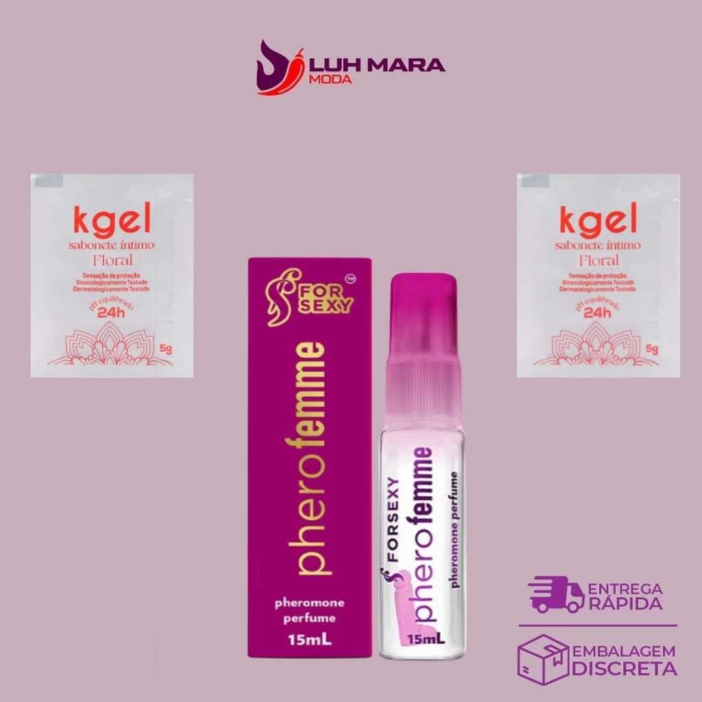 Kit Perfumes feromonio Pherofemme  feminino - + 2 sache sabonete liquido
