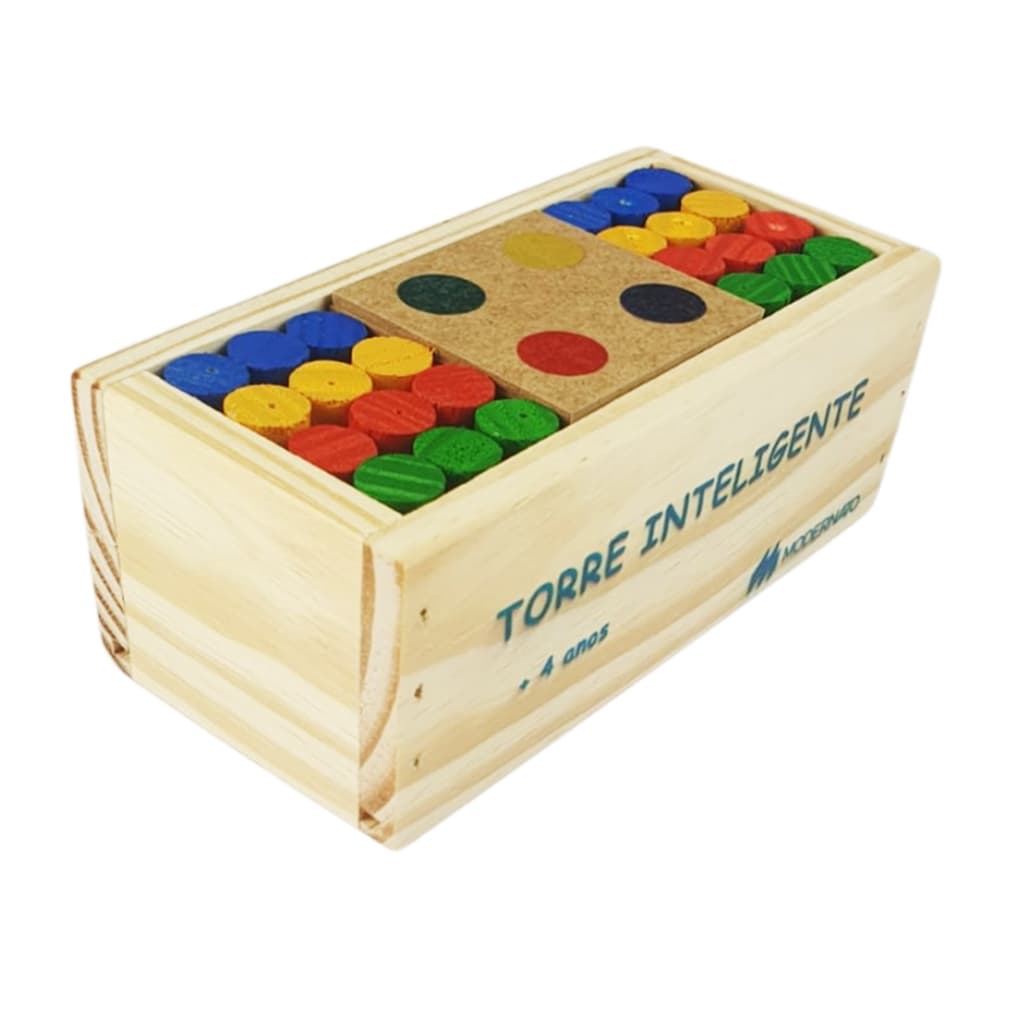 Jogo Torre Inteligente Madeira Modernato Brinquedo Educativo