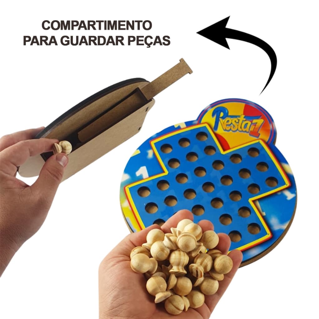 Jogo Resta Um Em Madeira Brinquedo Educativo Modernato