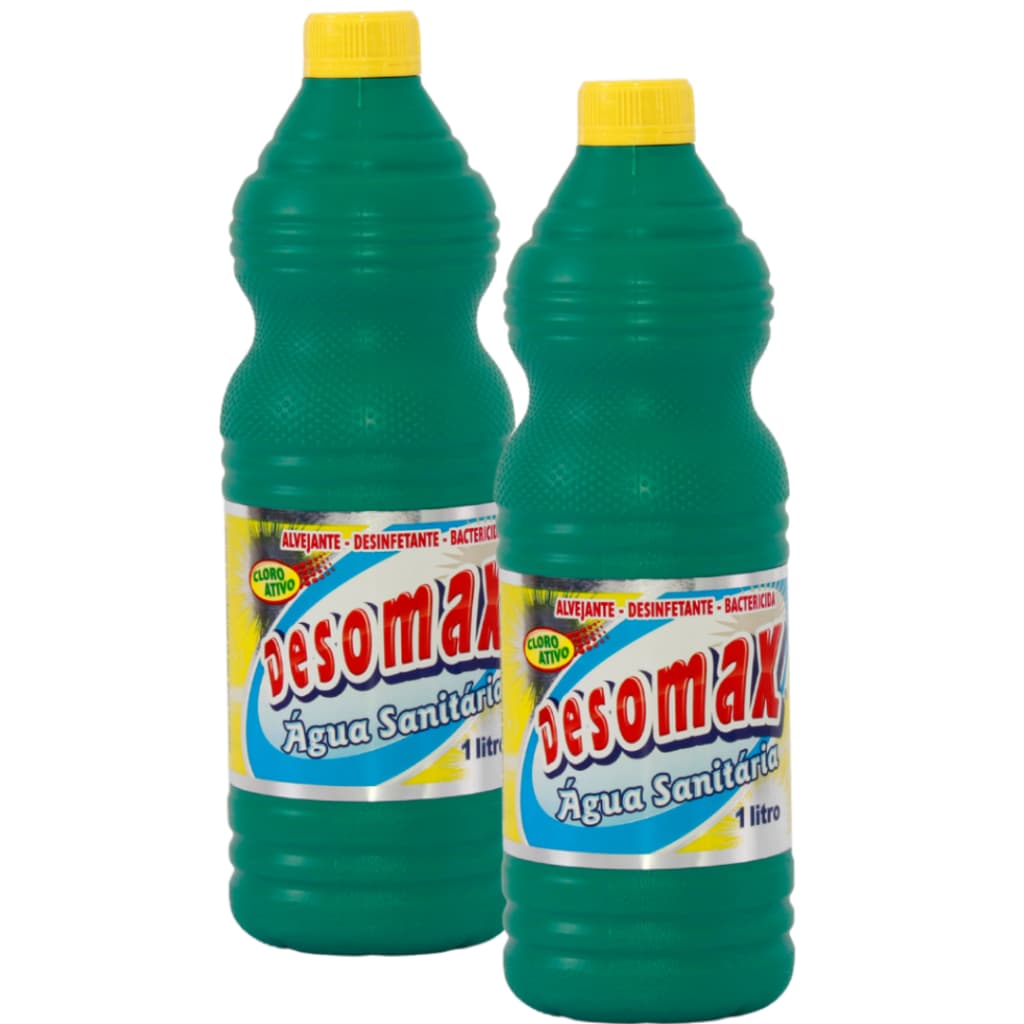 KIT 2 ÁGUA SANITÁRIA 1 LITRO CADA DESOMAX CLORO ATIVO