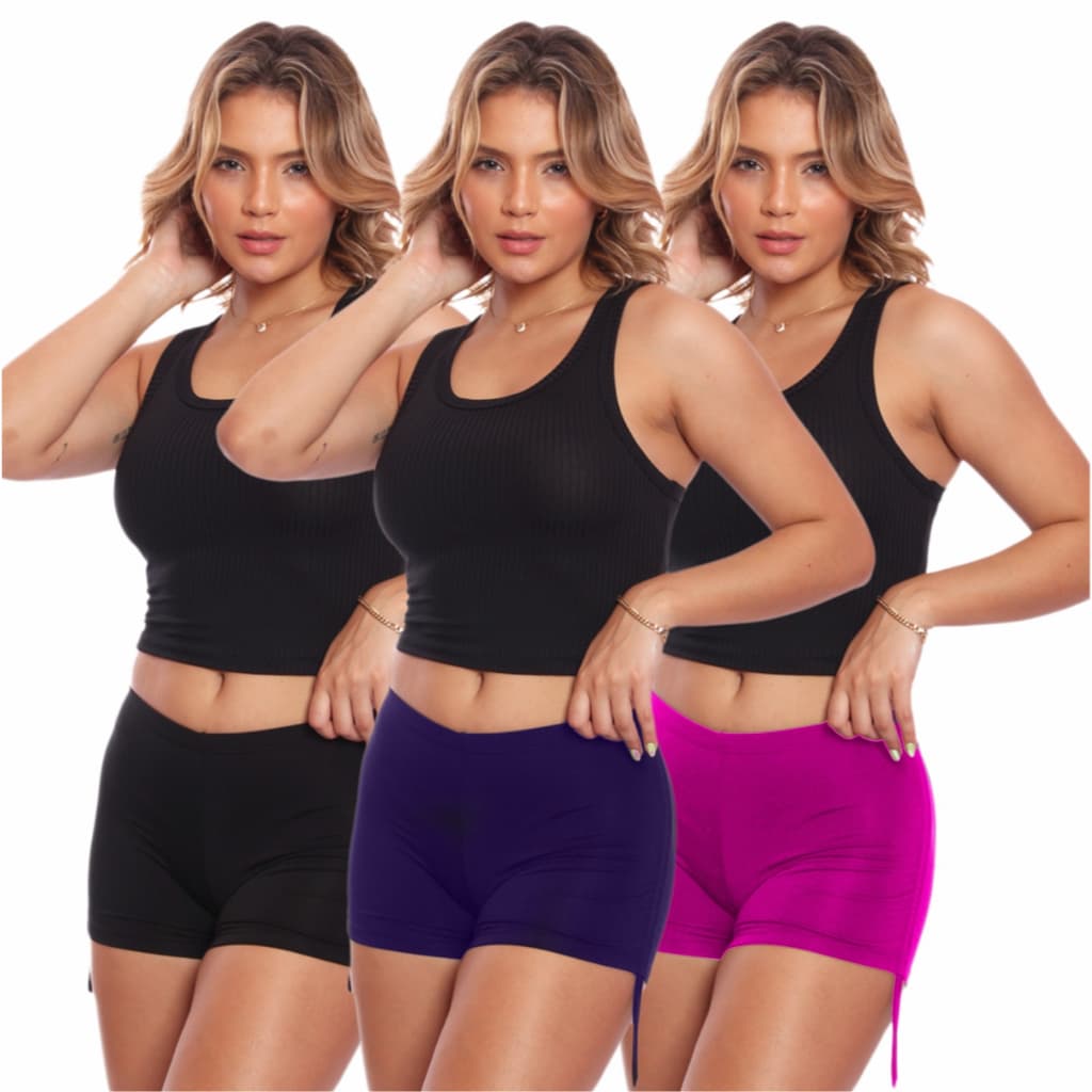 Kit 3 Biquínis Shortinho Short Sunquini Sunkini Calcinha Praia Bionda