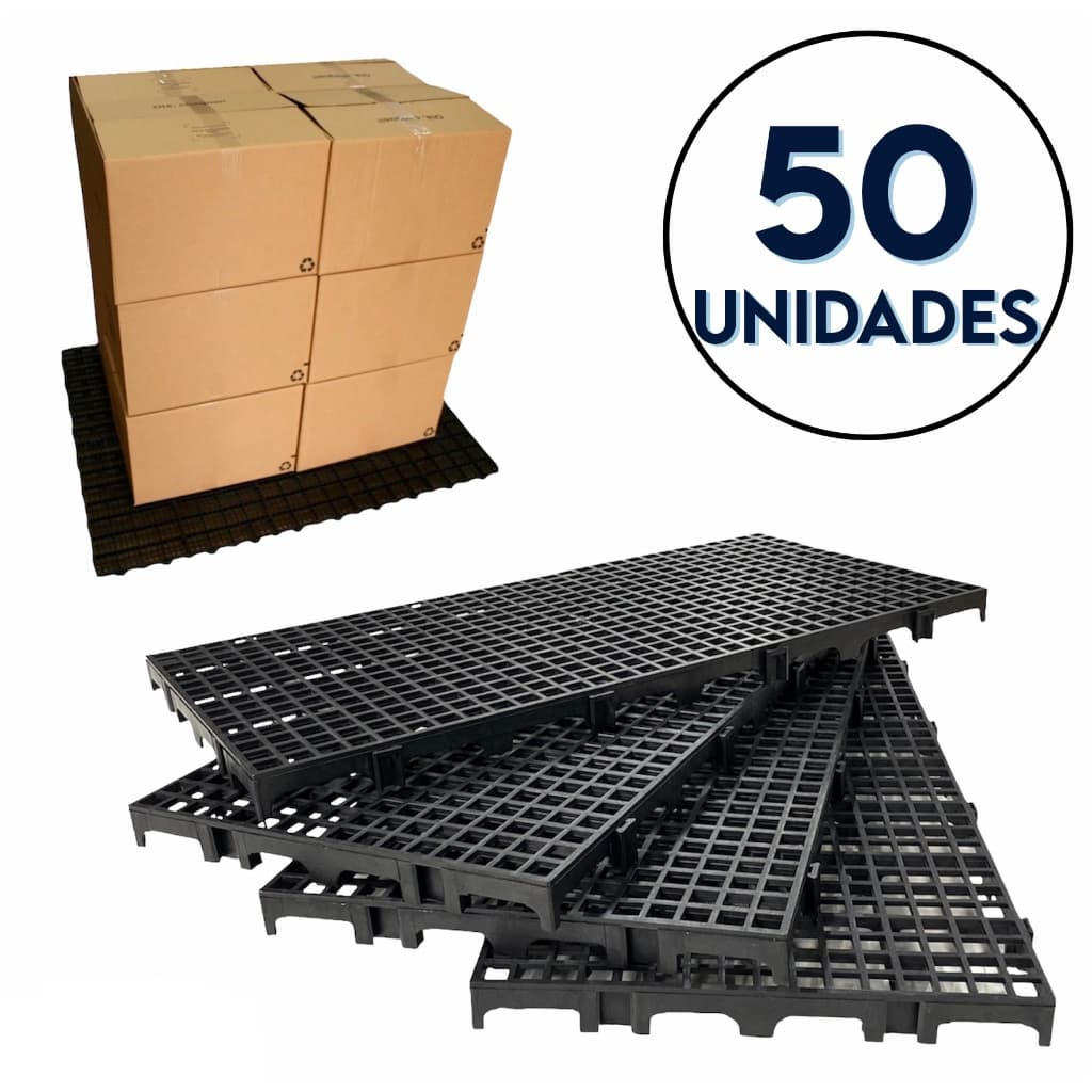 Kit 50 Pallet Paletes Estrado Piso Plástico 25x50cm