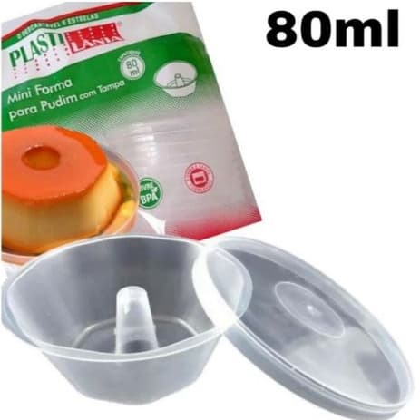 Forma Mini Pudim 80ml Forneável c/Tampa - 20uni