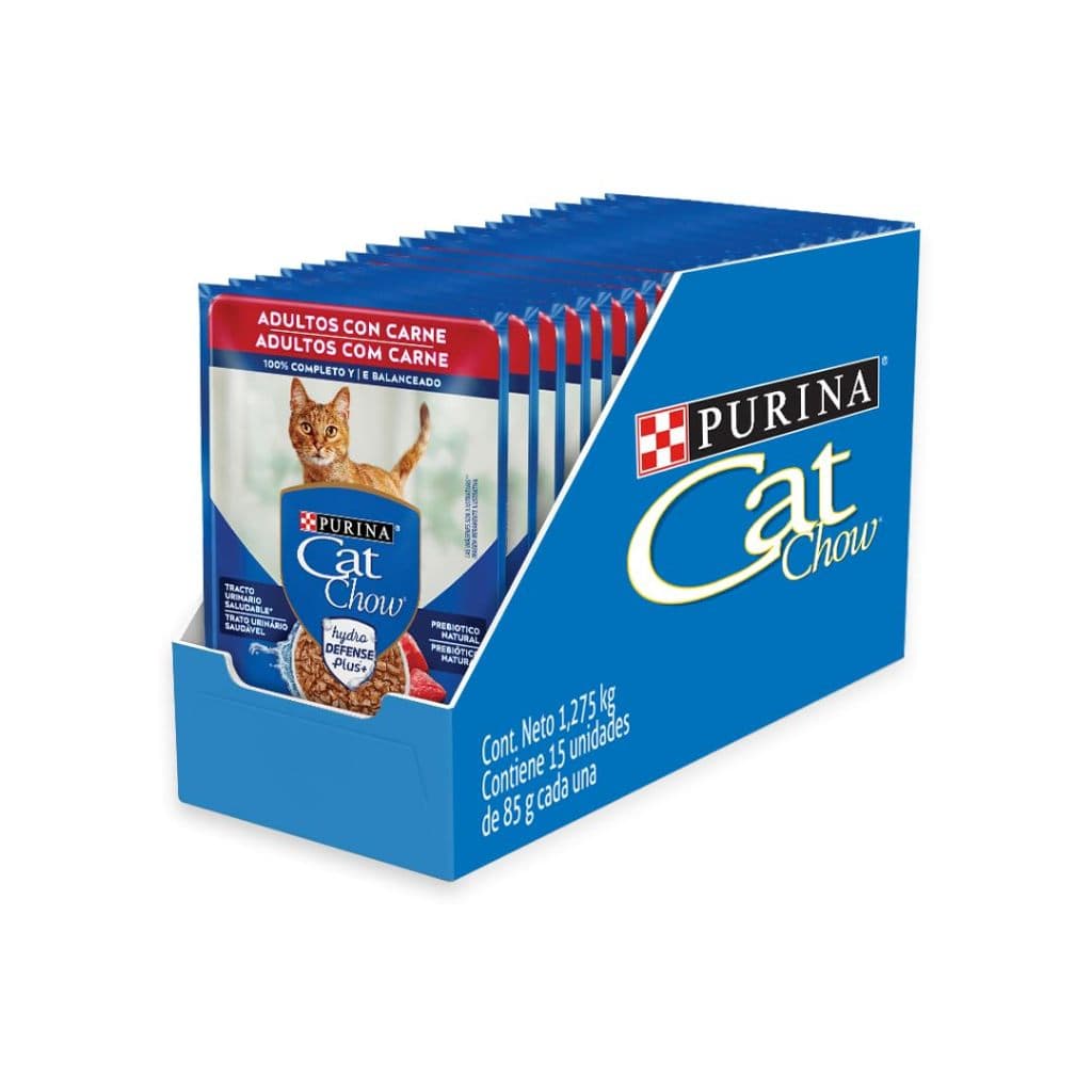 Sache Cat Chow Gatos Castrados Carne - Com 15 Unidades