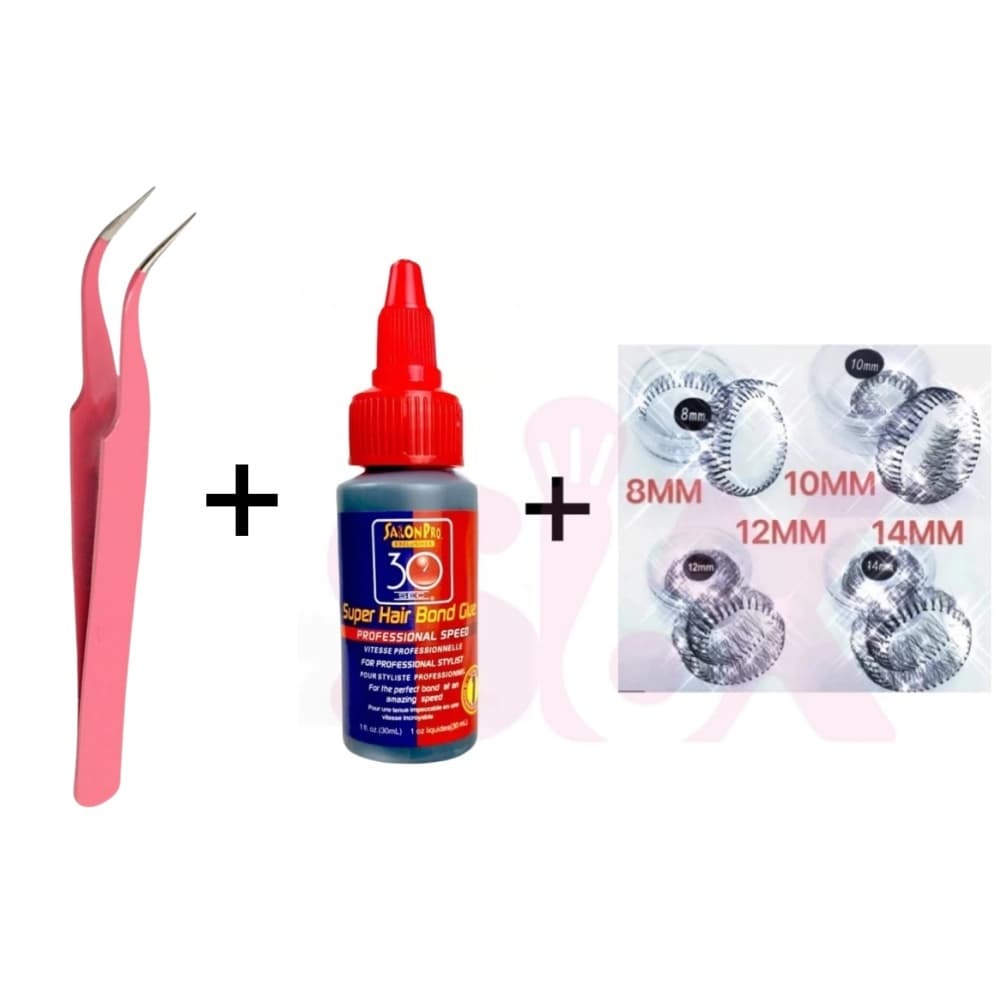 Super Cola 30ml Salon Pro + Pinça Vetus + Cílios em Tufo Potinho NEW SHOW - Com nó