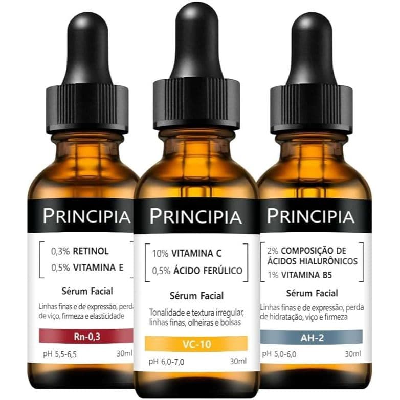 Kit Trio Principia Vitamina C-10+retinol+ácidos Hialurônicos