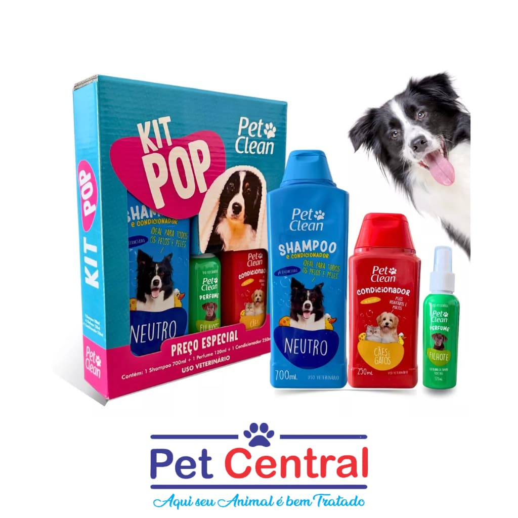 Kit Banho Shampoo Condicionador Perfume Para Caes Pet Clean