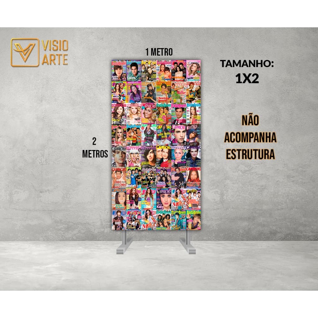 Painel vertical 1x2 Tecido Sublimado 3D  Revistas antigas