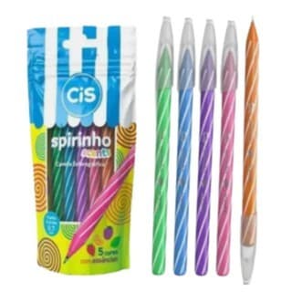 KIT CANETA ESFEROGRÁFICA SPIRINHO SCENTS 0,7MM COM 5 CORES - CIS