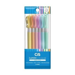 Marca texto CIS Lumini Lite Pastel, Estojo com 6 cores volta as aulas
