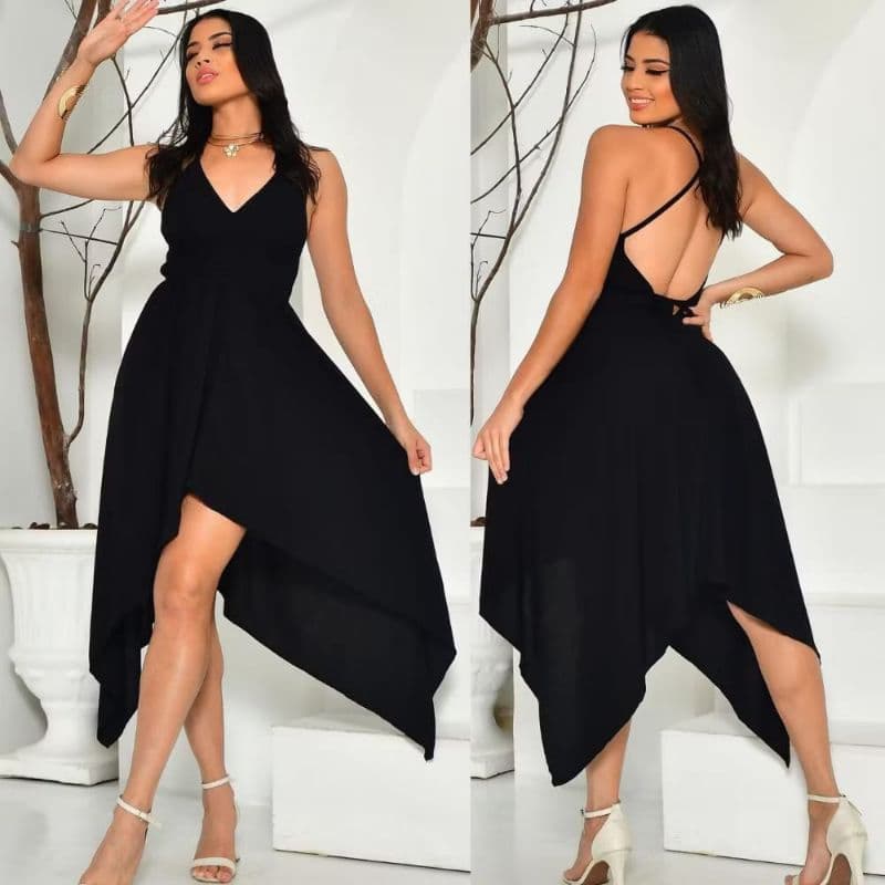 Vestido Envelope Alcinha Soltinho Costa Nua Sem Bojo Com Bicos Decote V Muito Lindo Envio Rápido