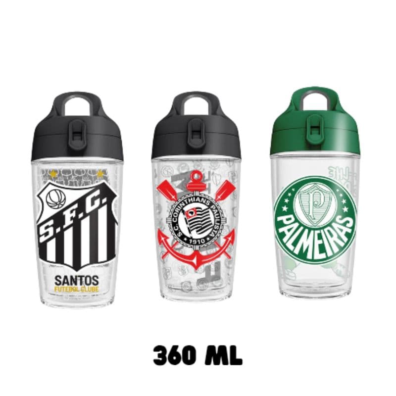 Garrafa de Água Meu Time Campeão 360ml, Pote para Marmita 500ml