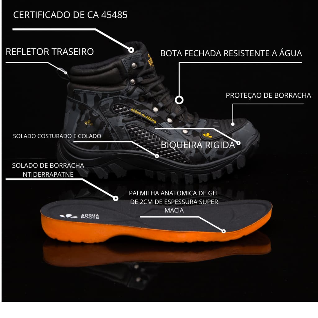 Bota Com CA Impermeavel Com Bico De PVC De Segurança Botina Para Moto E Trilha