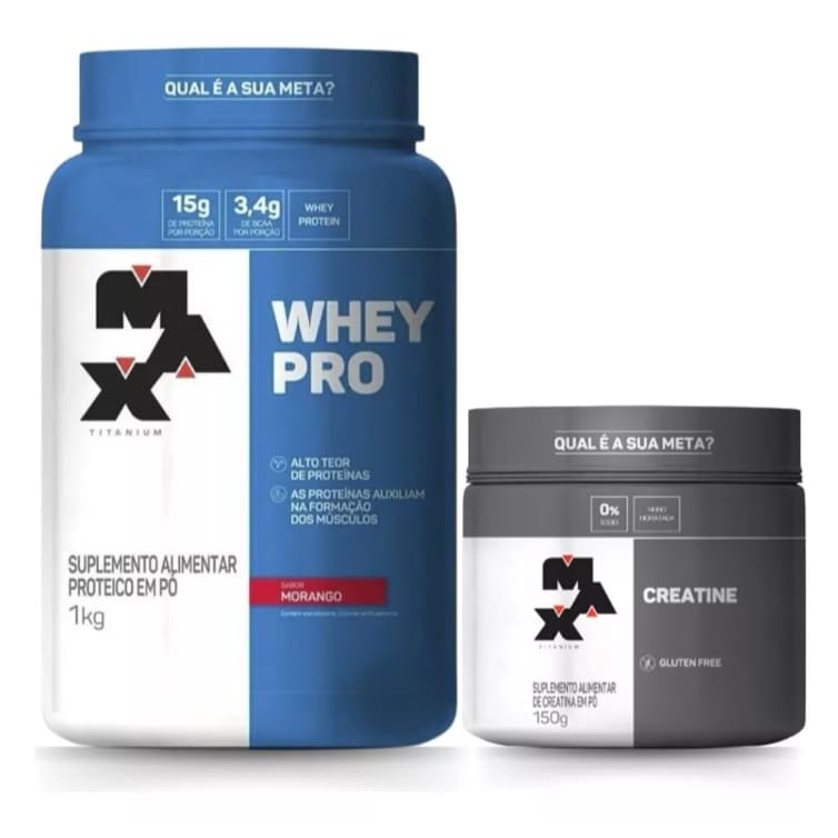 Combo Whey Pro 1kg + Creatina 150g Max Titanium - Original