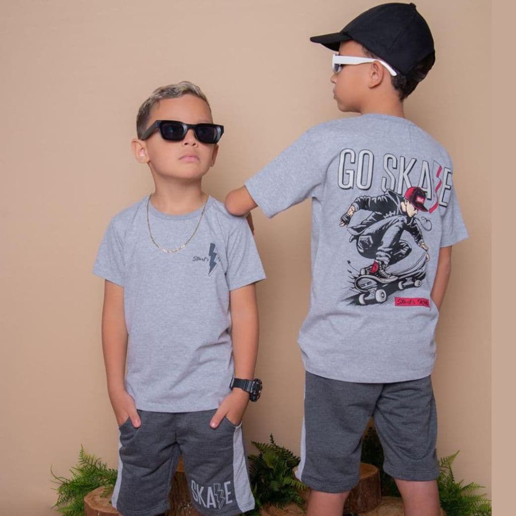 Conjuntos Infantil Juvenil Lançamento Verão Roupa menino Camiseta e Bermuda 2 ao 14 anos