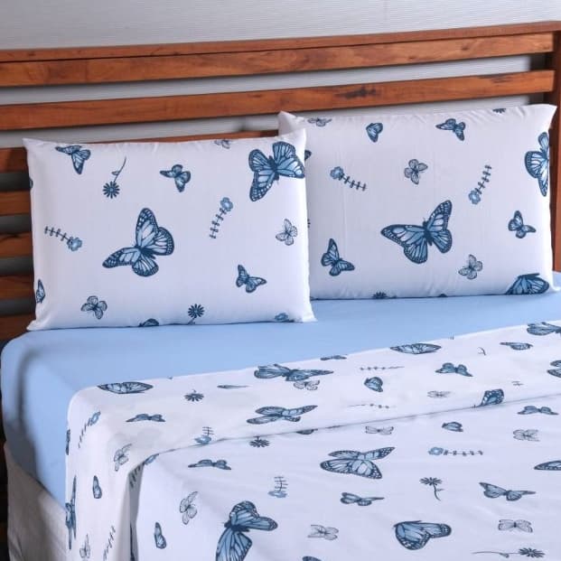 Lençol Queen + Fronhas DE CIMA SEM ELASTICO Percal 100% Algodão Estampado e Liso 3pçs