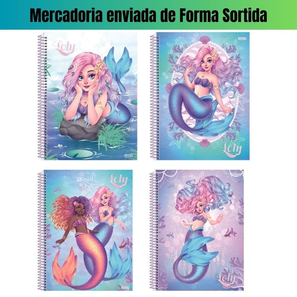 Pacote 4 Caderno Loly Animativa SD Capa Dura 1 Mat 80Fls
