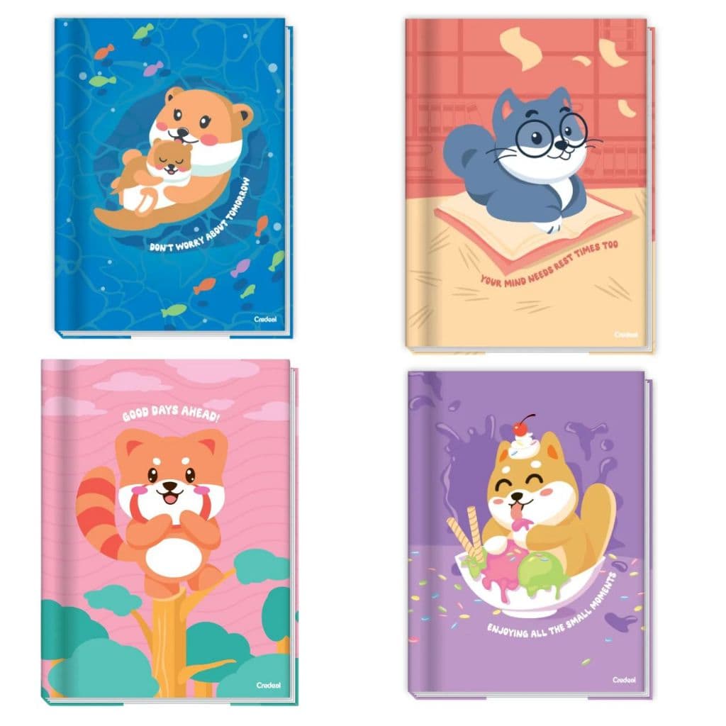 kit 5 Caderno com Capa Dura Brochurão Grande Costurado 80 Folhas LaLa Pets Credeal