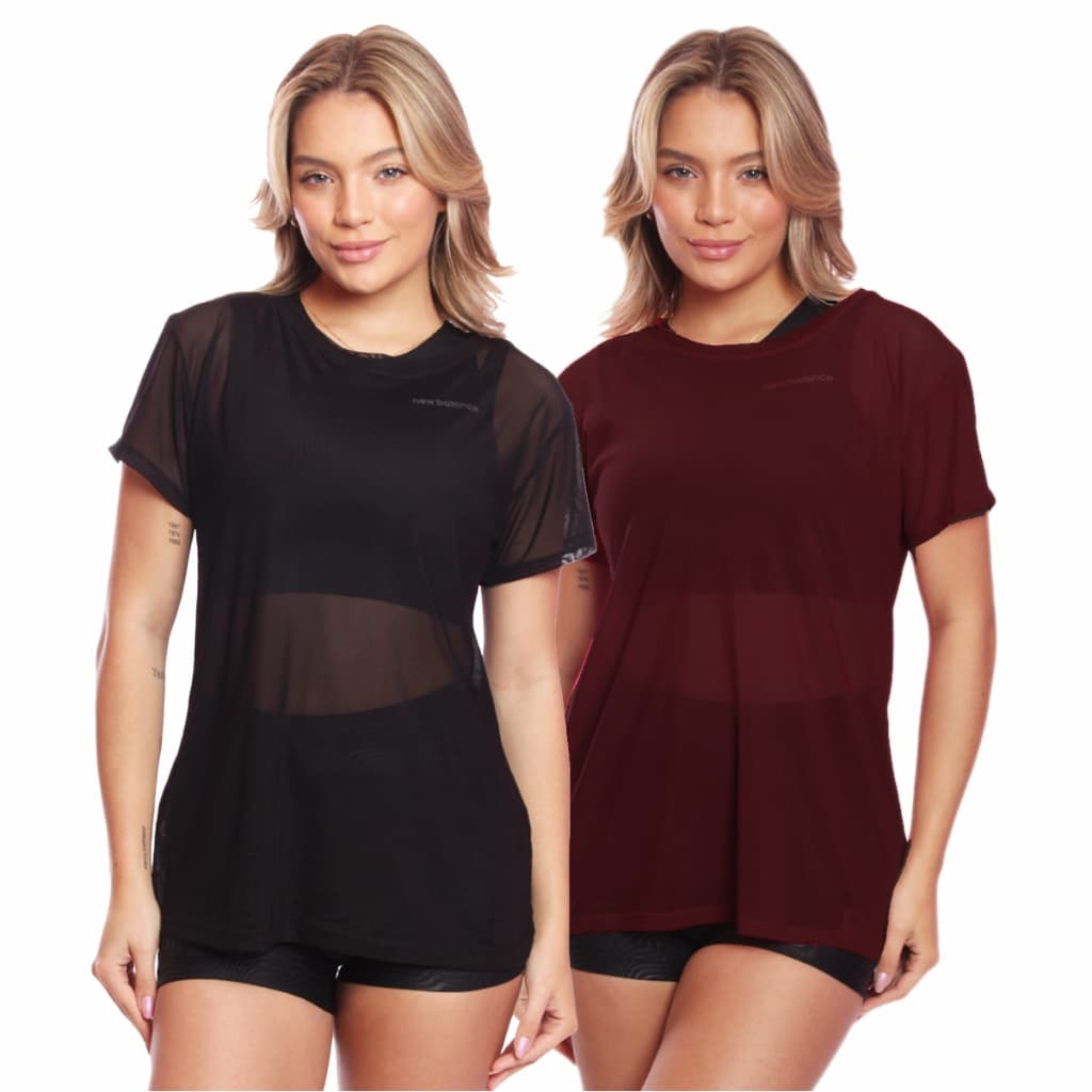 Kit 2 T-Shirts de Tule Feminina | Blusa Transparente Blogueira | Fitness e Looks