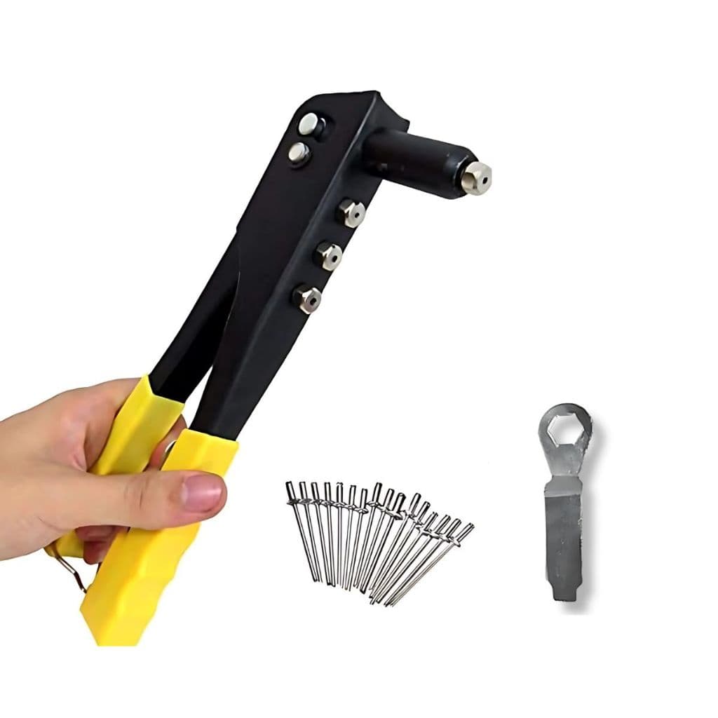 Kit Alicate Rebitador Rebitadeira Manual + 4 Bicos + Chave de Instalação
