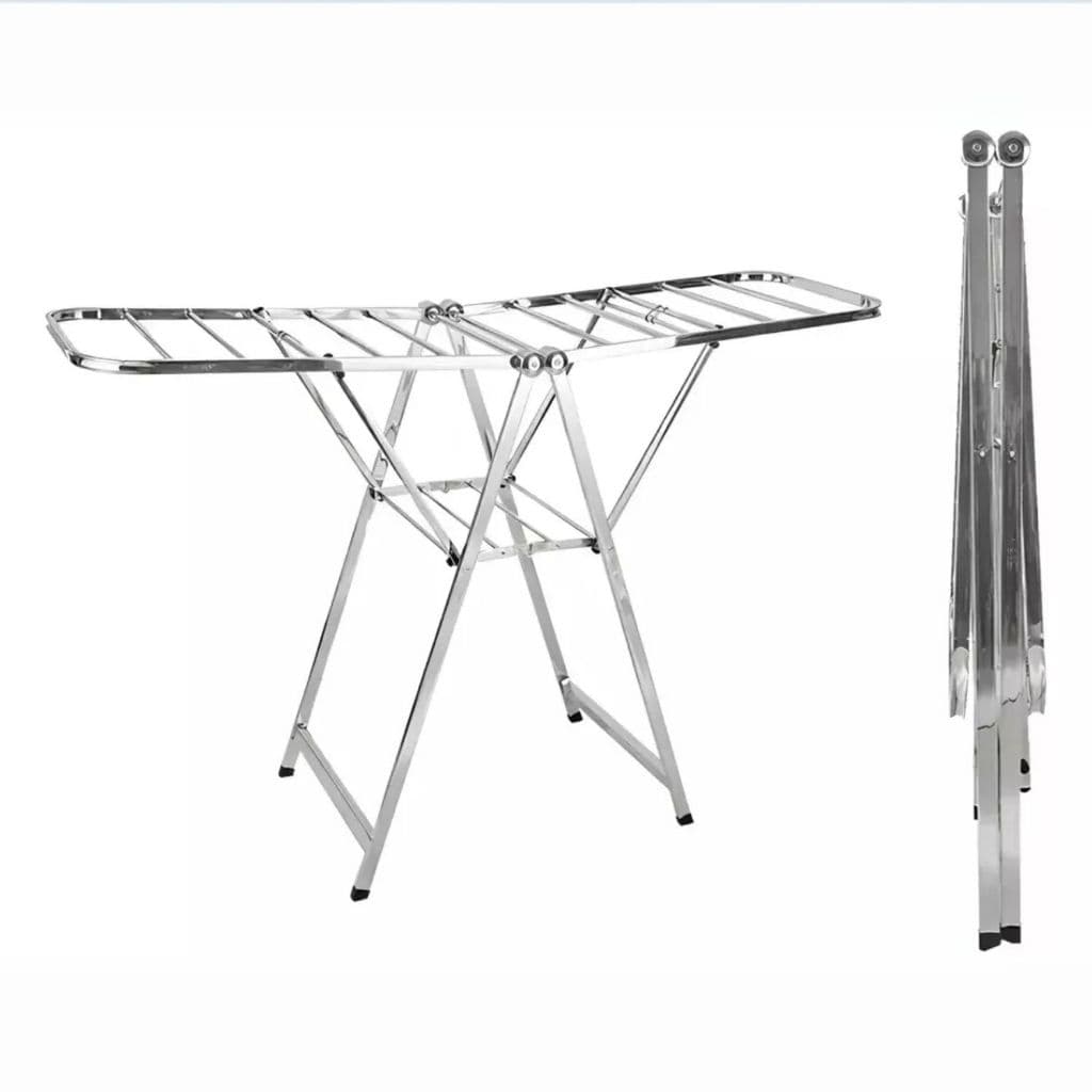Varal De Chao Grande Inox Aluminio Retratil Com Abas Recolhivel 188X98X56 CM
